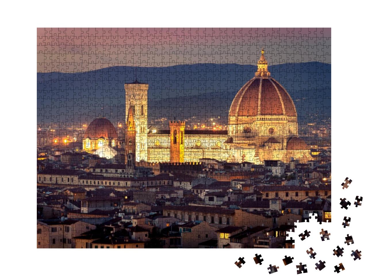 Puzzle de 1000 pièces « Vue de la ville de Florence, au centre la cathédrale sur la Piazza del Duomo »