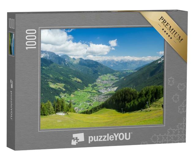 Puzzle de 1000 pièces « Vue sur la vallée verdoyante de la Stubai »