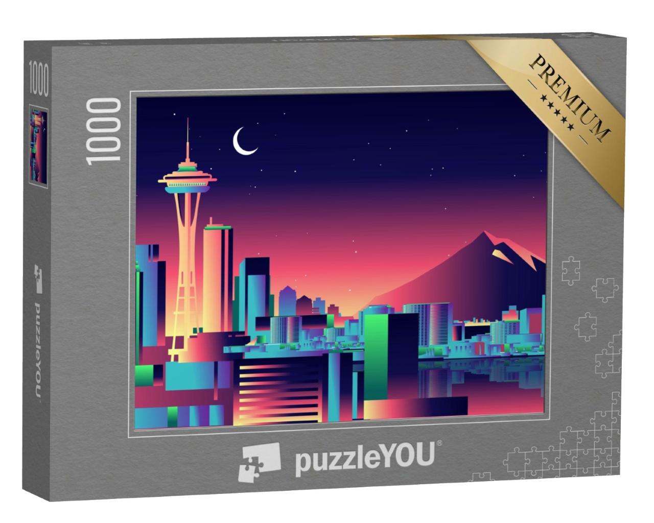 Puzzle de 1000 pièces « Skyline coloré de Seattle »