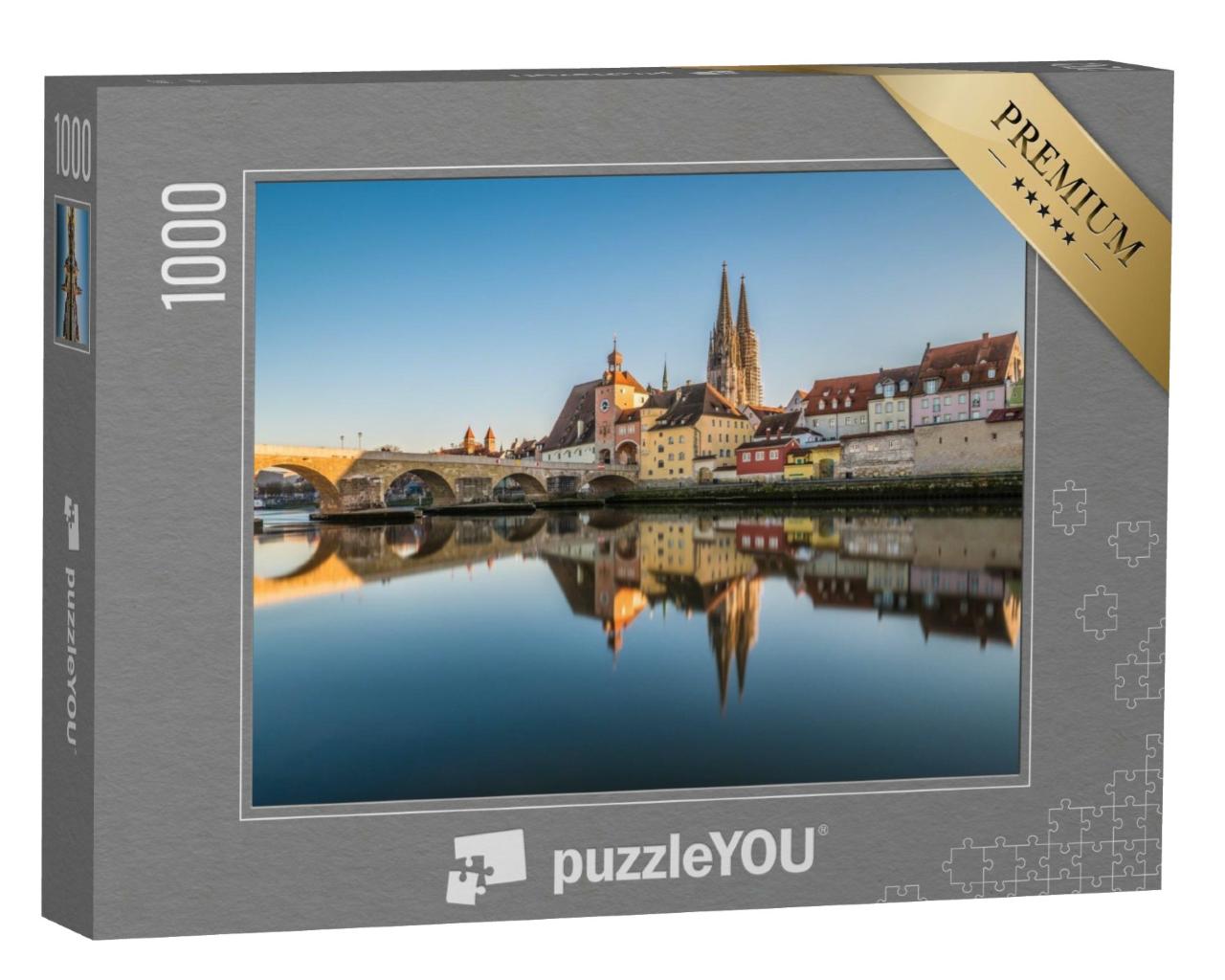 Puzzle de 1000 pièces « Célèbre vue de la ville de Ratisbonne avec la cathédrale Saint-Pierre, Allemagne »