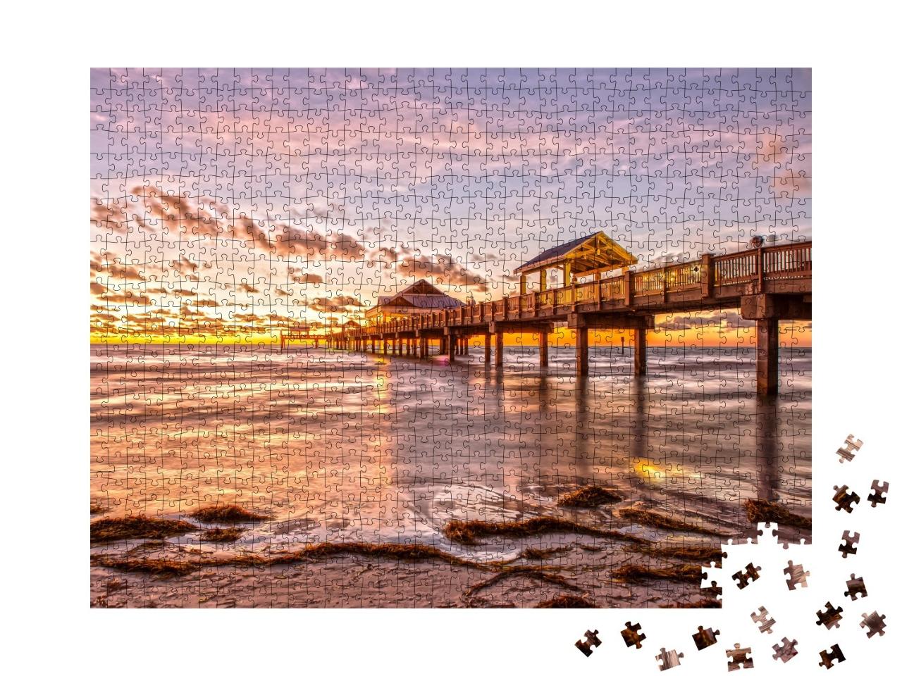 Puzzle de 1000 pièces « Coucher de soleil sur la jetée de Clearwater Beach, Floride »