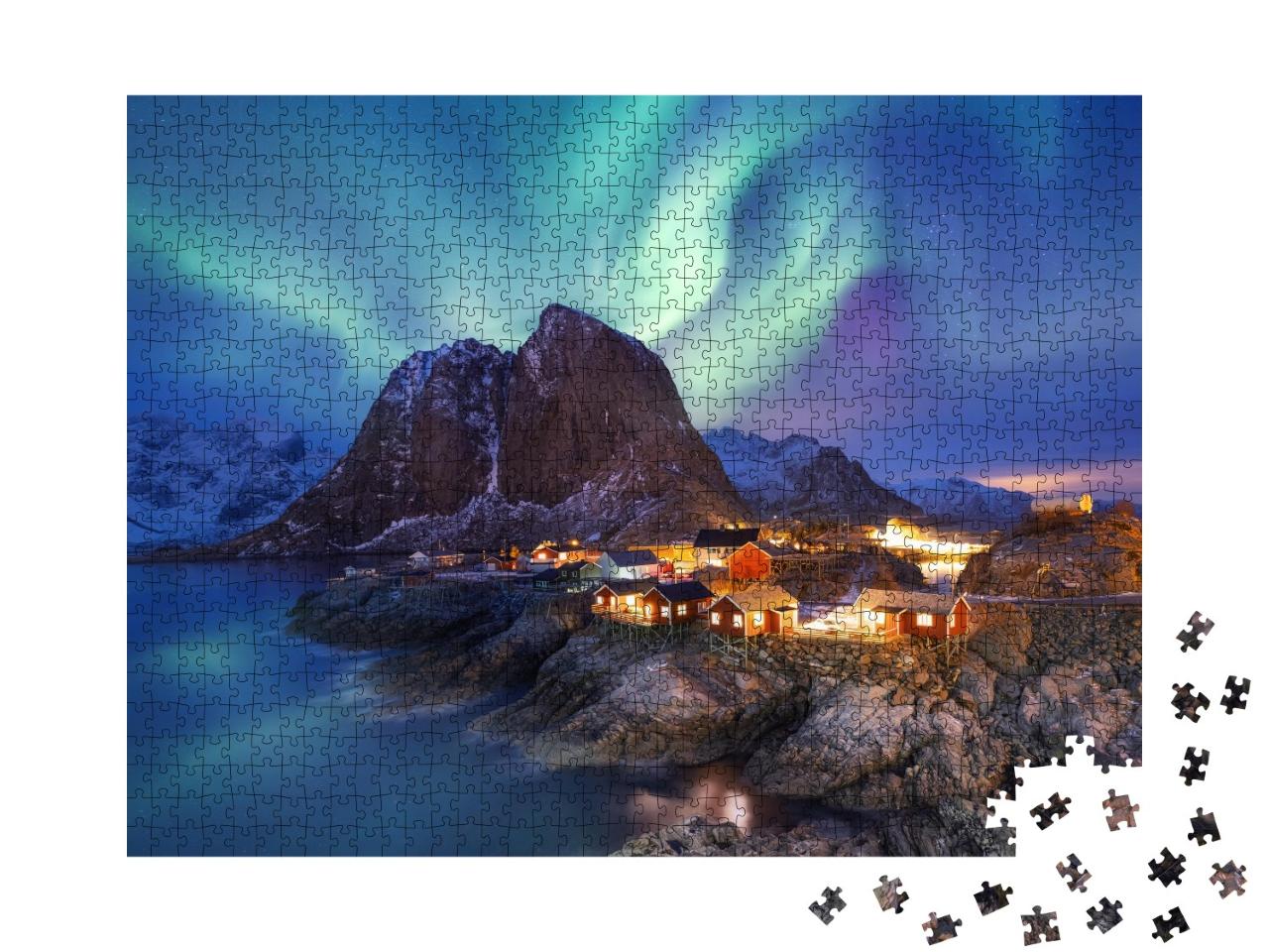 Puzzle de 1000 pièces « Aurora borealis sur l'archipel des Lofoten, Norvège »