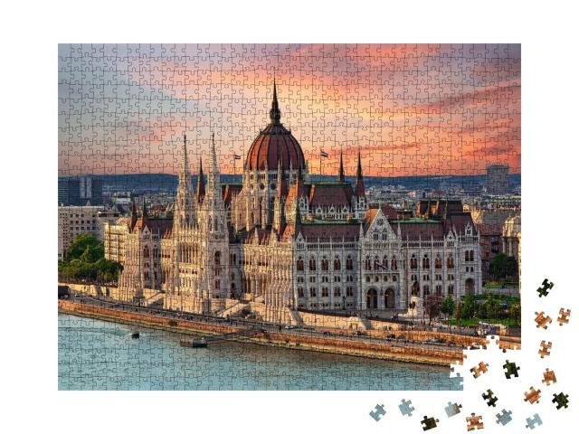 Puzzle de 1000 pièces « Beau bâtiment du Parlement à Budapest, destination touristique populaire »