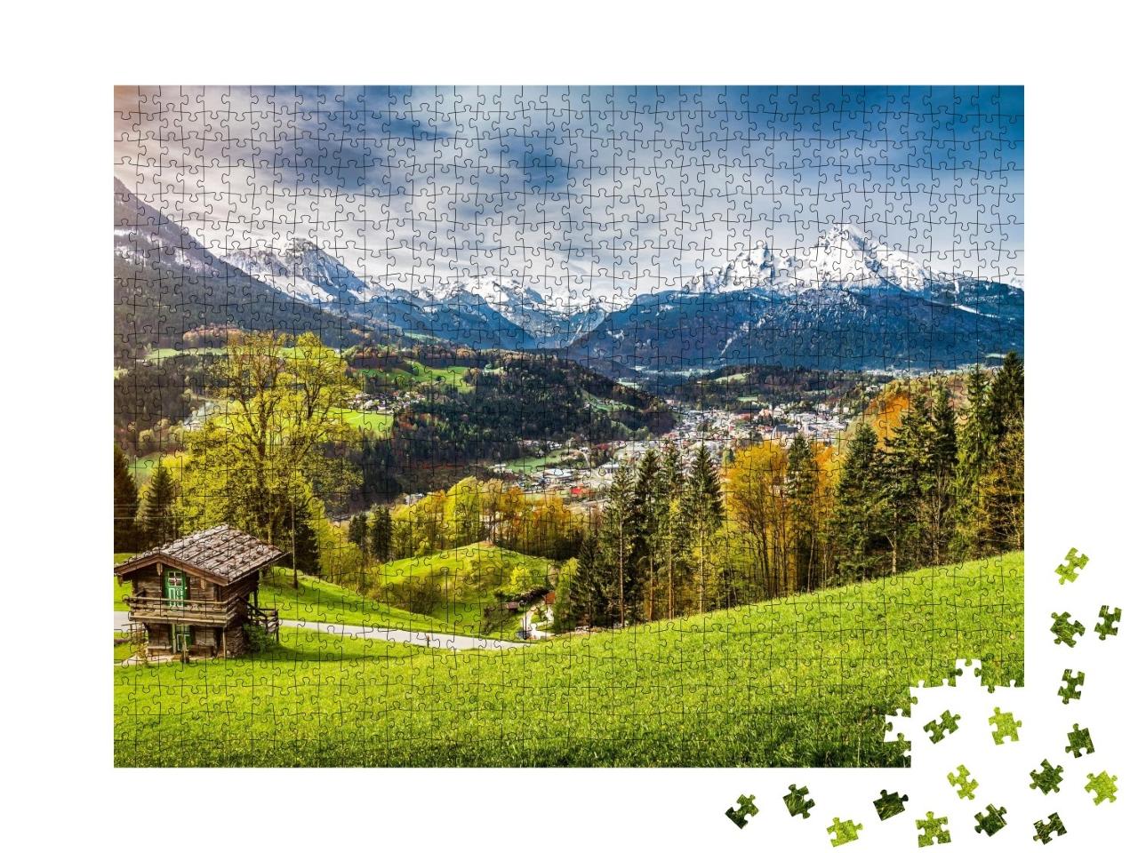 Puzzle de 1000 pièces « Vue panoramique sur le massif du Watzmann, Bavière, Allemagne »