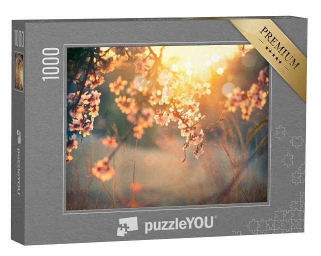 Puzzle de 1000 pièces « Douce lumière du soleil sur les fleurs du verger »