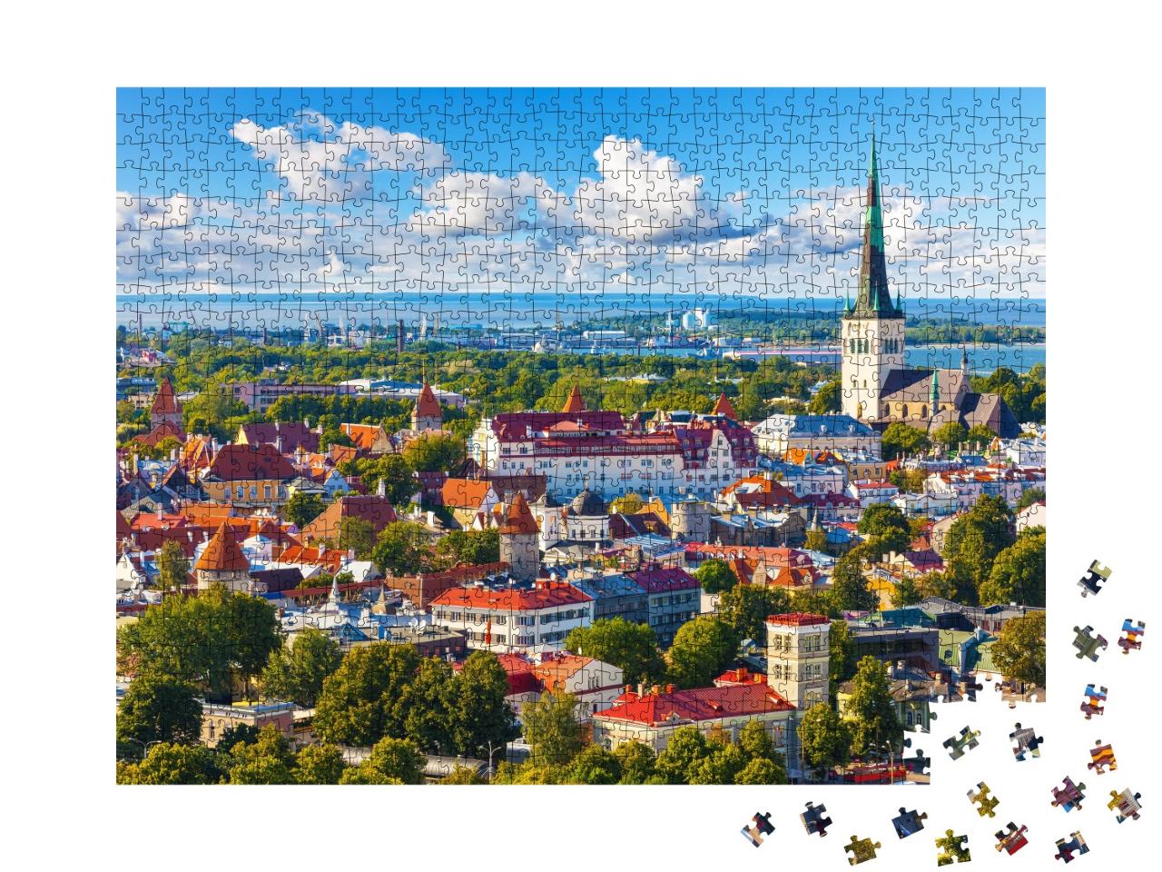 Puzzle de 1000 pièces « Panorama de la vieille ville de Tallinn, Estonie »