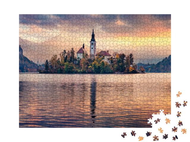 Puzzle de 1000 pièces « Sanctuaire du lac de Bled, Slovénie, Europe »