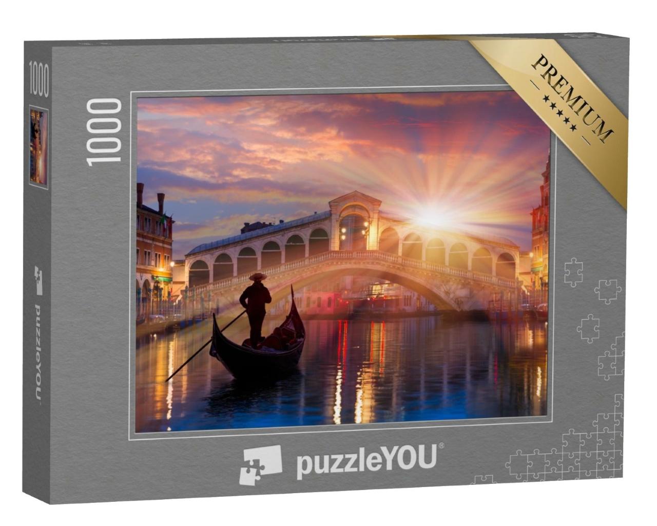 Puzzle de 1000 pièces « Gondole près du pont du Rialto à Venise, Italie »