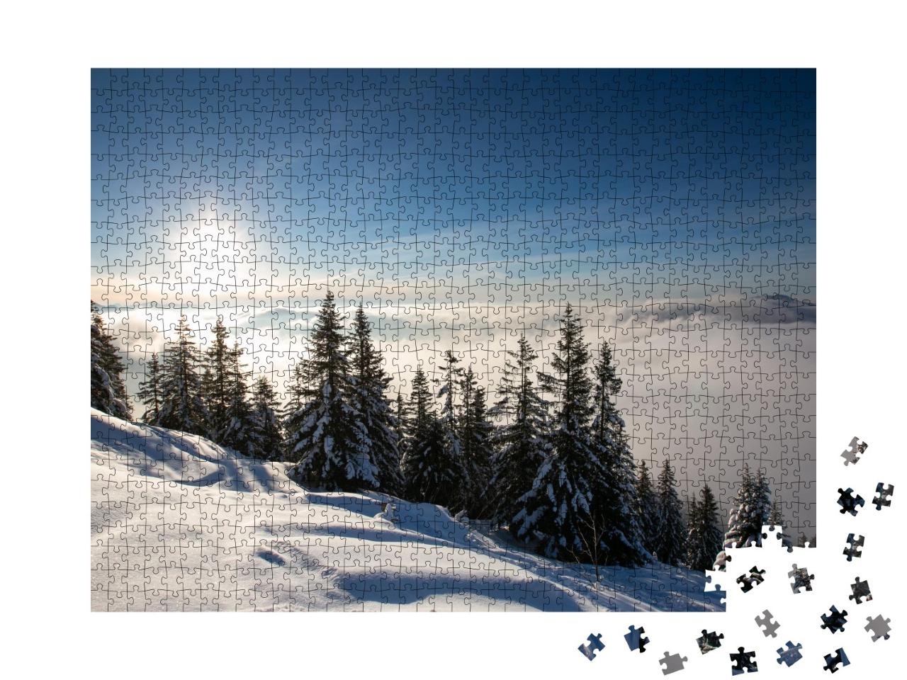 Puzzle de 1000 pièces « Vue hivernale brumeuse dans les Alpes d'Allgäu en Bavière »