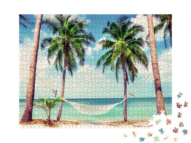 Puzzle de 1000 pièces « Hamac entre les palmiers »