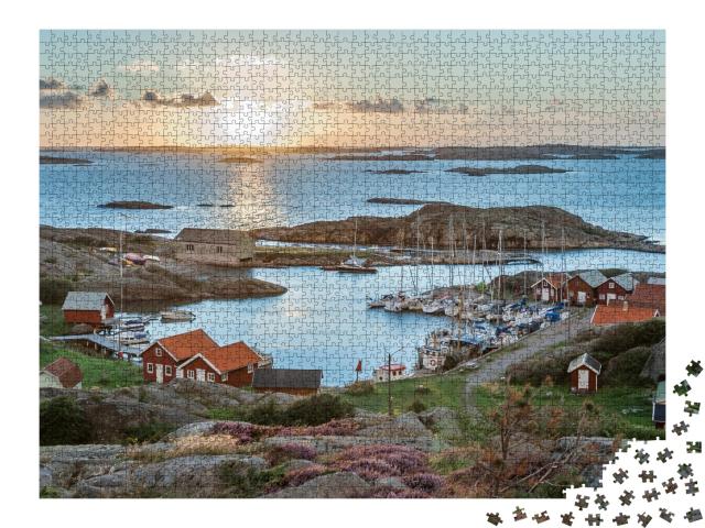 Puzzle de 2000 pièces « Port de pêche de l'archipel suédois, île de Ramsoe »