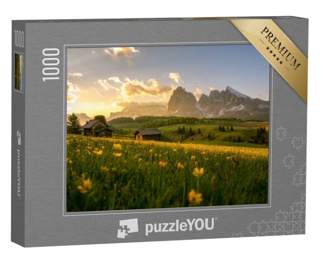 Puzzle de 1000 pièces « Magnifique lever de soleil sur l'Alpe de Siusi, Tyrol du Sud »
