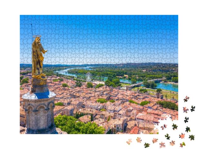 Puzzle de 1000 pièces « Pont d'Avignon avec le Palais des Papes et le Rhône, Pont Saint-Benezet, Provence, France. »