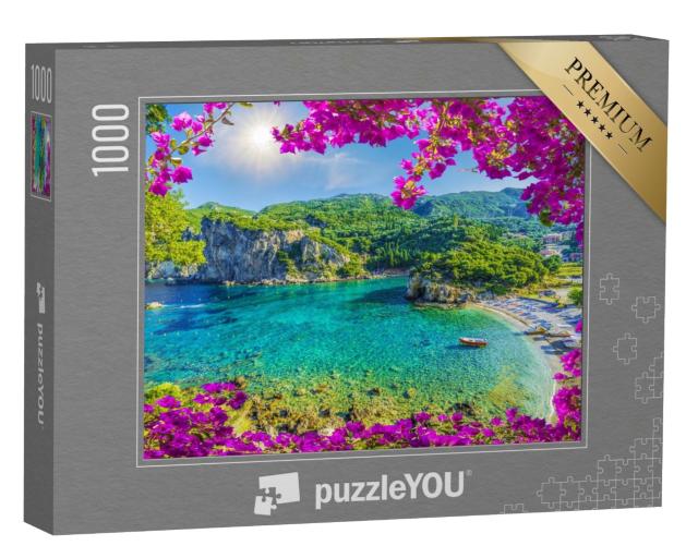 Puzzle de 1000 pièces « Baie aux eaux cristallines à Paleokastritsa, île de Corfou, Grèce »