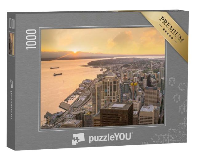 Puzzle de 1000 pièces « Coucher de soleil sur Seattle dans l'État de Washington »