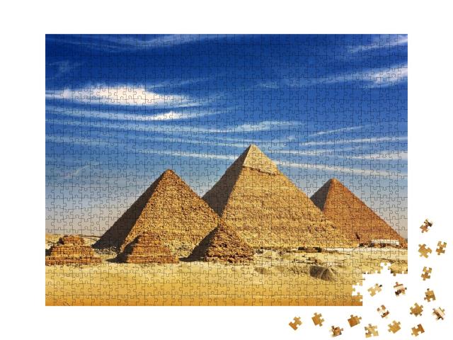 Puzzle de 1000 pièces « Vue générale des pyramides du plateau de Gizeh, Égypte »