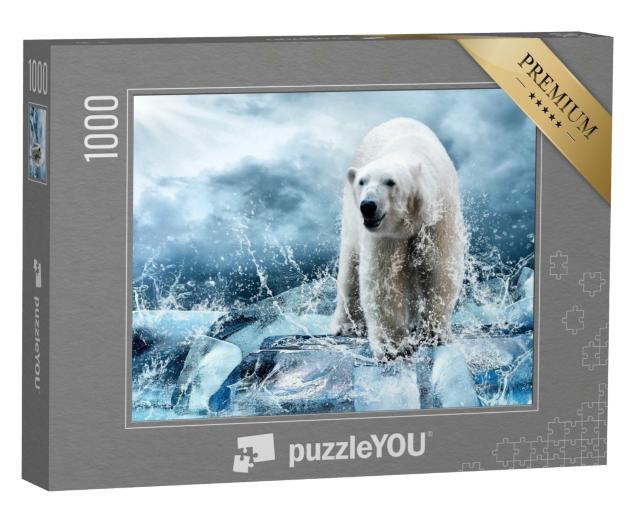 Puzzle de 1000 pièces « Chasseur d'ours blanc sur la glace »