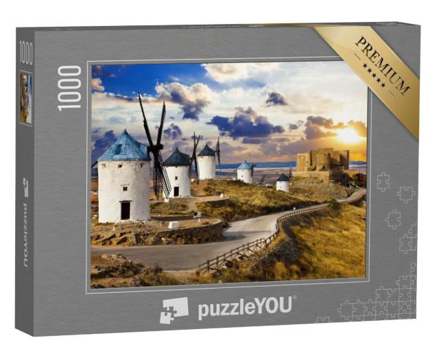 Puzzle de 1000 pièces « Moulins à vent de Don Quichotte, Cosuegra, Espagne »