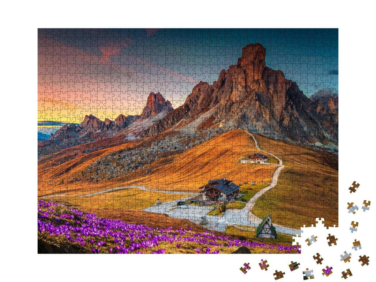 Puzzle de 1000 pièces « Ambiance du soir au col de Giau, Dolomites, Italie »