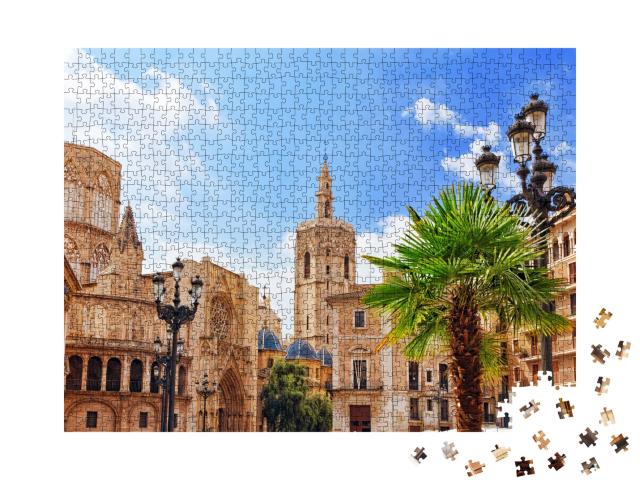 Puzzle de 1000 pièces « Vieille ville et cathédrale de Valence, Espagne »