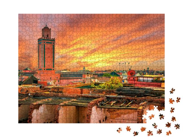 Puzzle de 1000 pièces « Coucher de soleil sur Marrakech, Maroc »