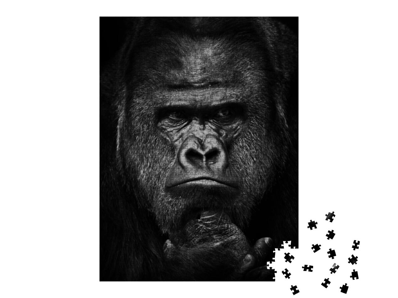 Puzzle de 1000 pièces « Regard lourd du gorille mâle dominant fort »