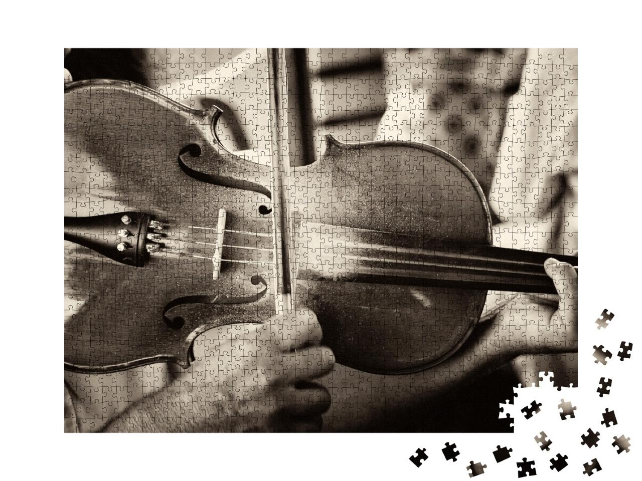 Puzzle de 1000 pièces « Musique : violon, violon, design vintage »