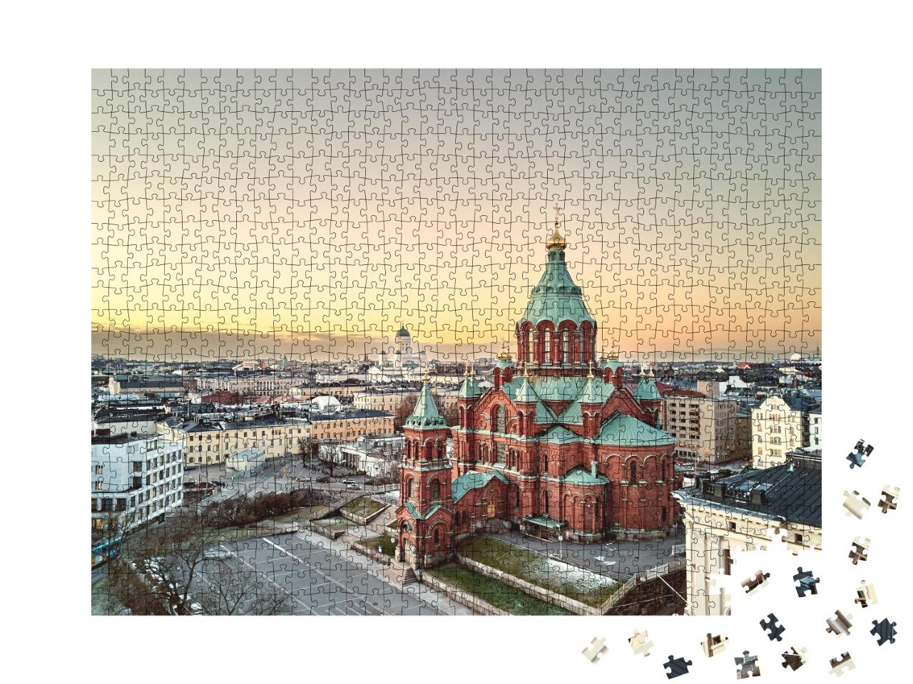 Puzzle de 1000 pièces « Vue aérienne de la pittoresque cathédrale Uspenski, Helsinki, Finlande »