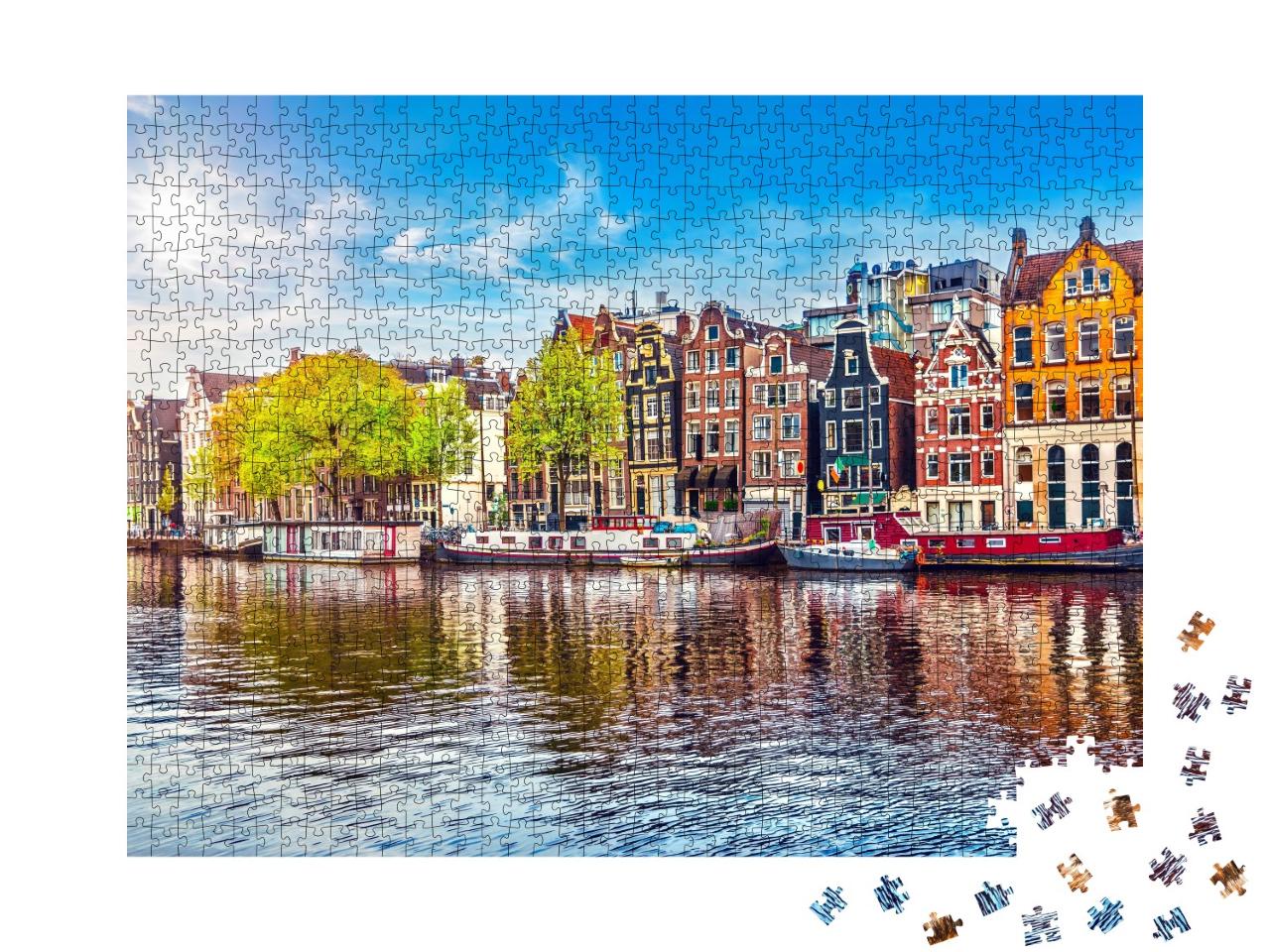 Puzzle de 1000 pièces « Amsterdam, Pays-Bas : les maisons qui dansent »