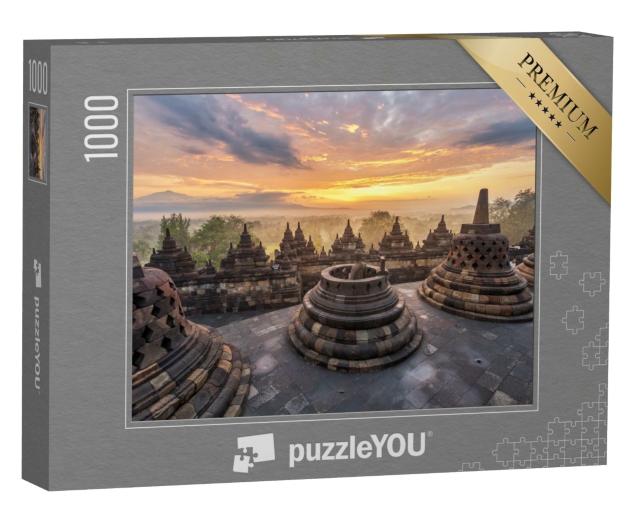 Puzzle de 1000 pièces « Lever de soleil au temple de Borobudur, Indonésie »