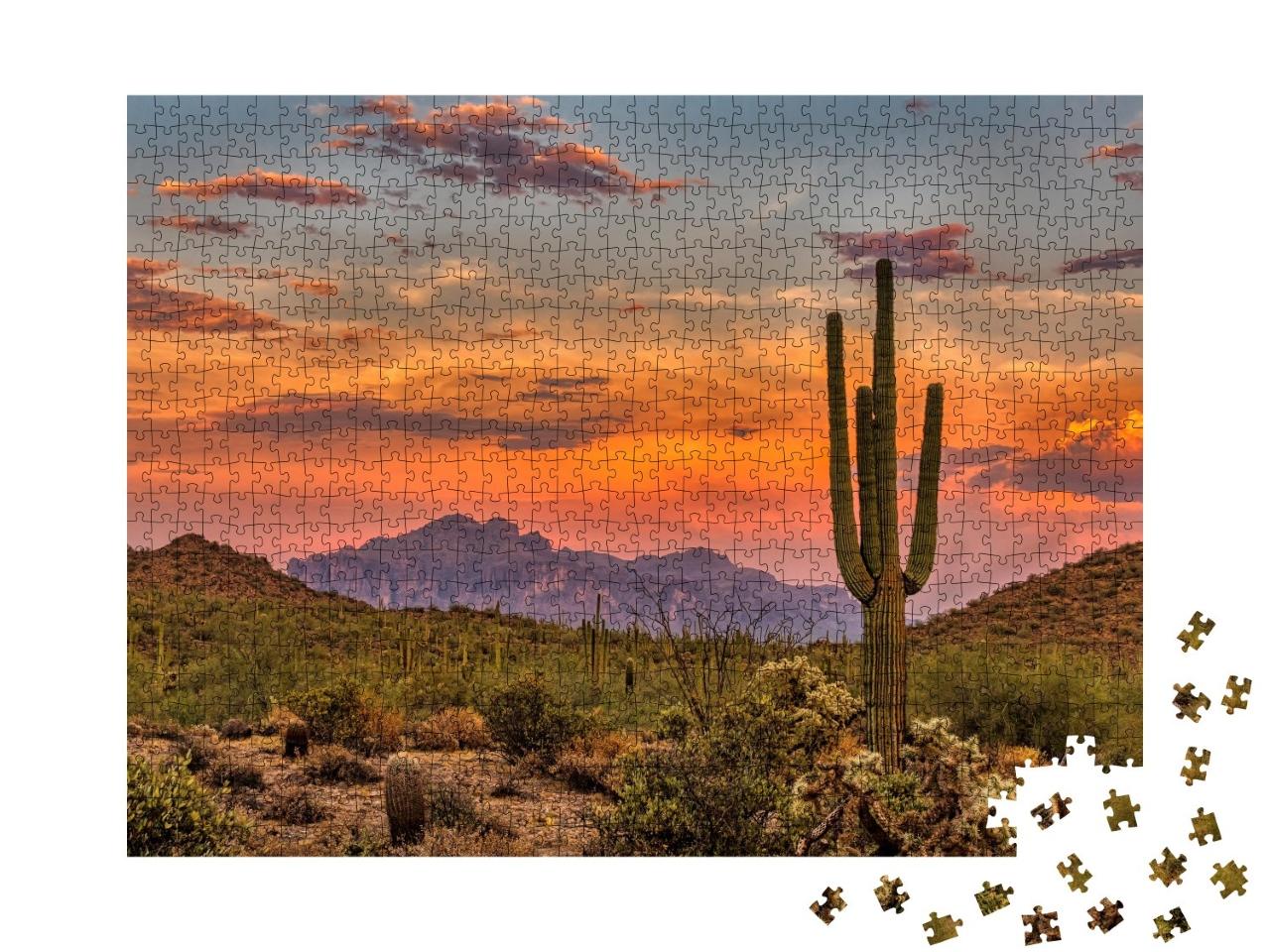 Puzzle de 1000 pièces « Coucher de soleil dans le désert de Sonoran près de Phoenix, Arizona »