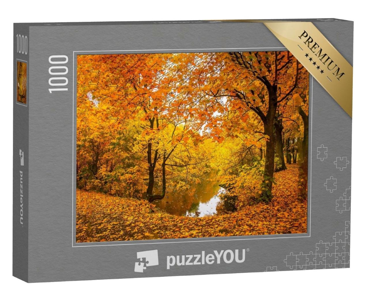 Puzzle de 1000 pièces « Paysage d'automne dans la forêt au bord du lac »