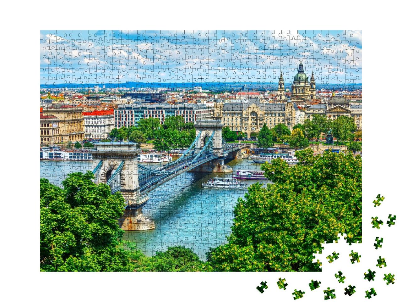Puzzle de 1000 pièces « Pont des Chaînes sur le Danube dans la ville de Budapest, Hongrie »