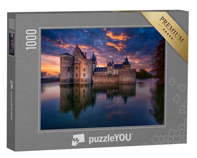 Puzzle de 1000 pièces « Château de Sully sur Loire au coucher du soleil, vallée de la Loire »