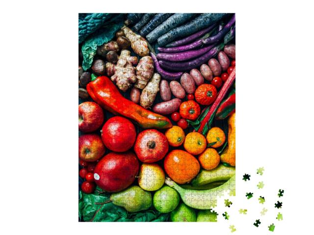 Puzzle de 1000 pièces « Composition de fruits et légumes assortie de couleurs »
