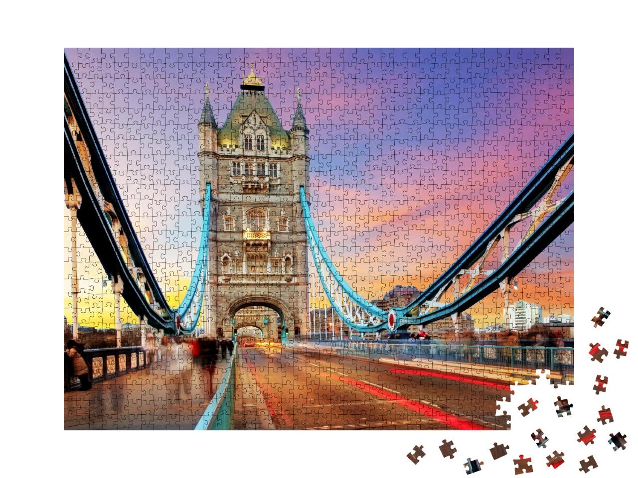 Puzzle de 1000 pièces « Lumière du soir sur le Tower Bridge à Londres »