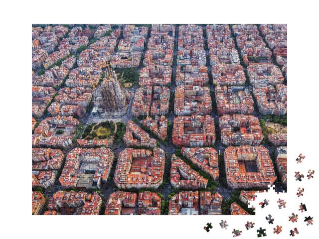Puzzle de 1000 pièces « Vue aérienne de Barcelone avec la célèbre Sagrada Familia, Espagne »