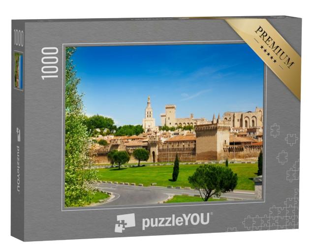 Puzzle de 1000 pièces « Vieille ville d'Avignon derrière les remparts de la ville en Provence, France »