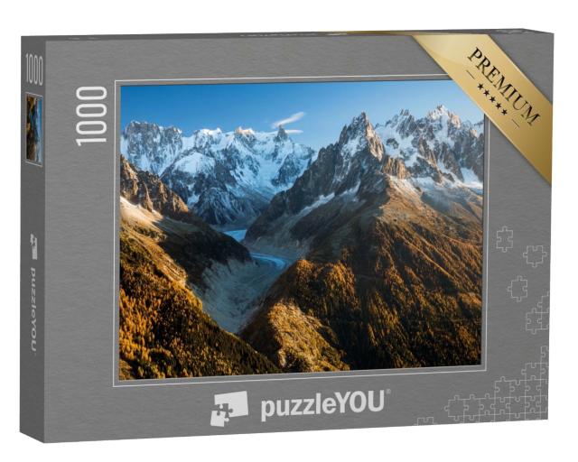 Puzzle de 1000 pièces « Massif du Mont-Blanc avec le glacier de la Mer de Glace à Chamonix, Alpes, France »
