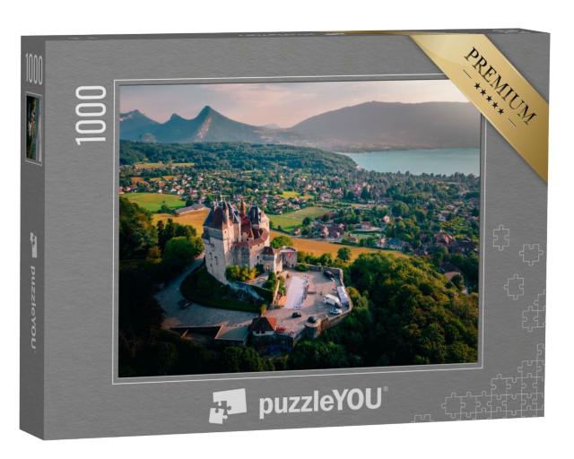 Puzzle de 1000 pièces « Château de Menthon-Saint-Bernard avec vue sur la ville et le lac à Annecy, France »