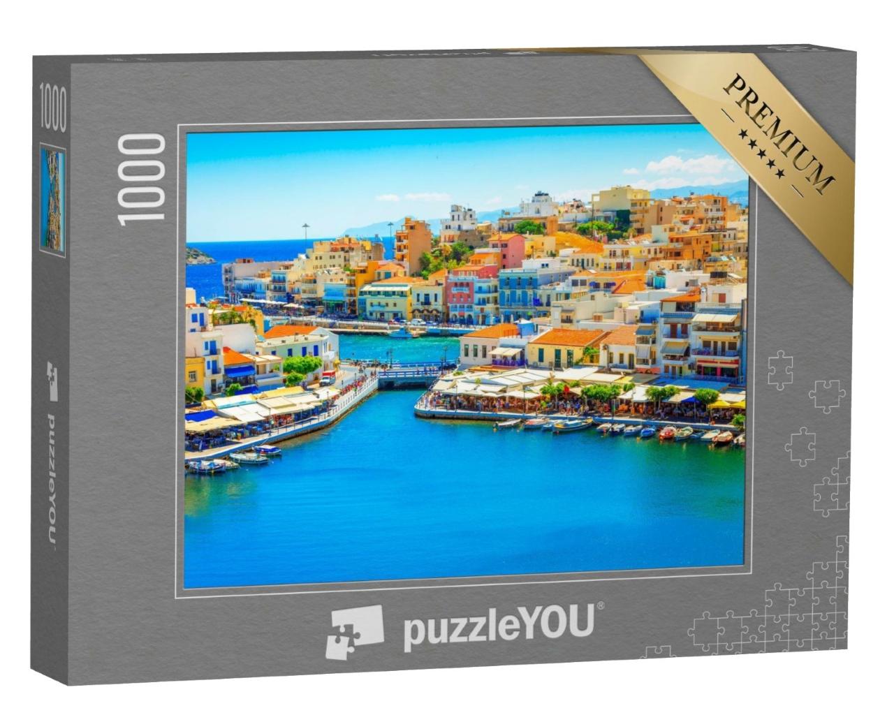 Puzzle de 1000 pièces « Lac d'Agios Nikolaos et de Voulismeni sur l'île de Crète, Grèce »