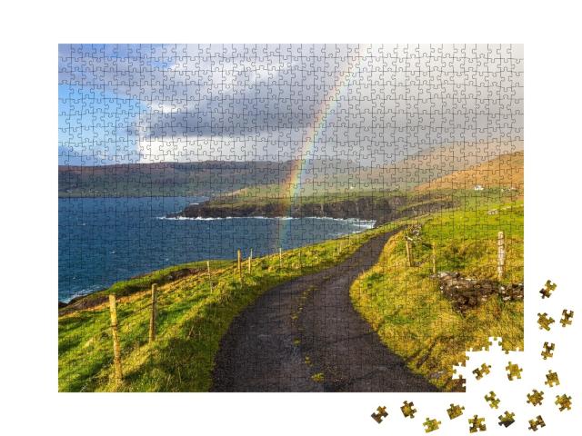Puzzle de 1000 pièces « Paysage d'Irlande avec un magnifique arc-en-ciel »