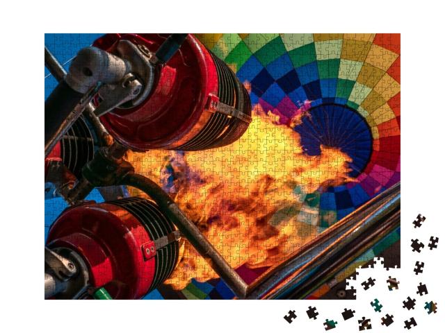 Puzzle de 1000 pièces « Brûleur à gaz en action lors du gonflage d'une montgolfière »