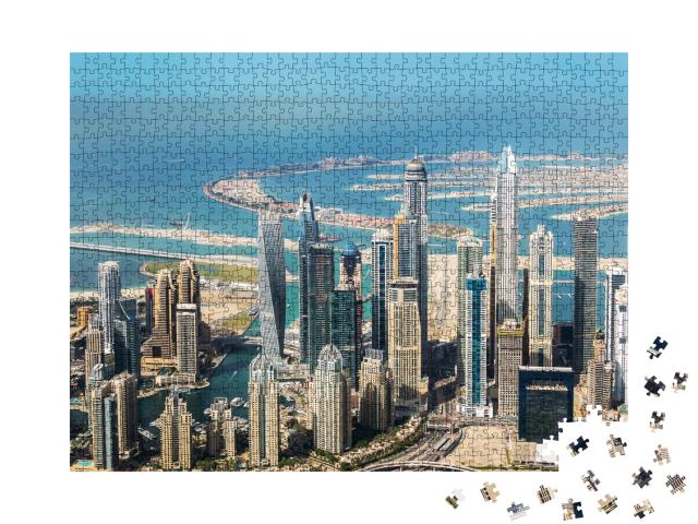 Puzzle de 1000 pièces « Skyline de Dubai Marina et Palm Jumeirah, Émirats arabes unis »
