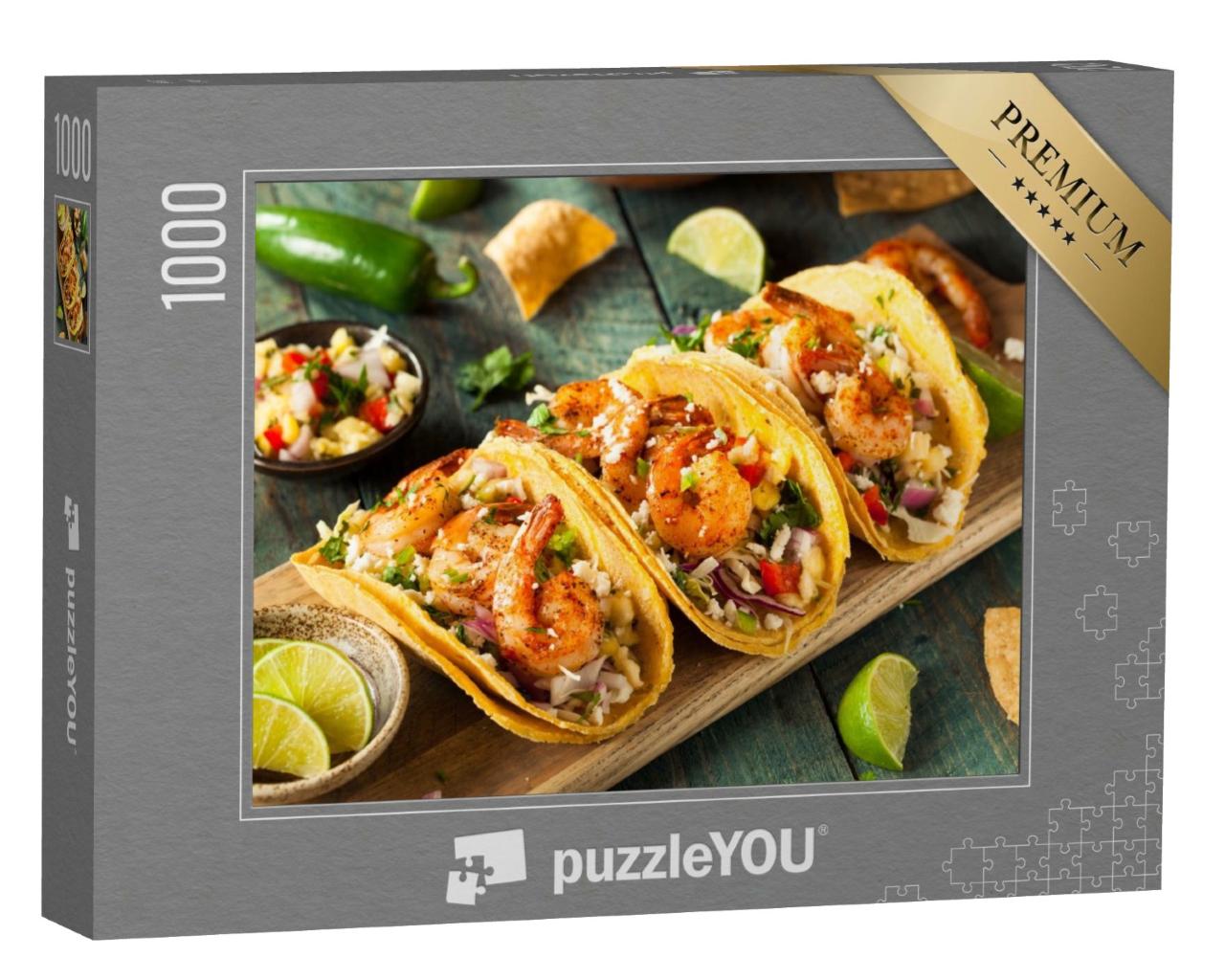 Puzzle de 1000 pièces « Tacos de crevettes avec salsa maison »