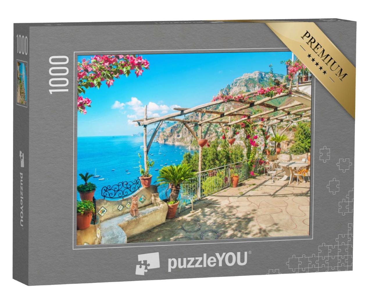Puzzle de 1000 pièces « Vue sur la mer et les montagnes près de Positano, Côte Amalfitaine, Italie »