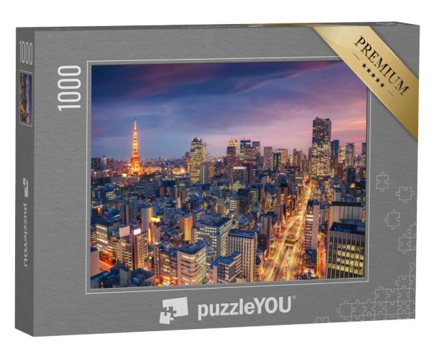 Puzzle de 1000 pièces « Crépuscule sur Tokyo illuminé »