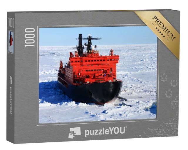 Puzzle de 1000 pièces « Un brise-glace rouge au milieu de l'océan Arctique »