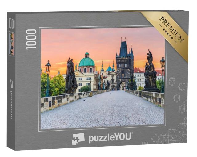Puzzle de 1000 pièces « Le Pont Charles et la Tour de la Vieille Ville au lever du soleil, Prague »
