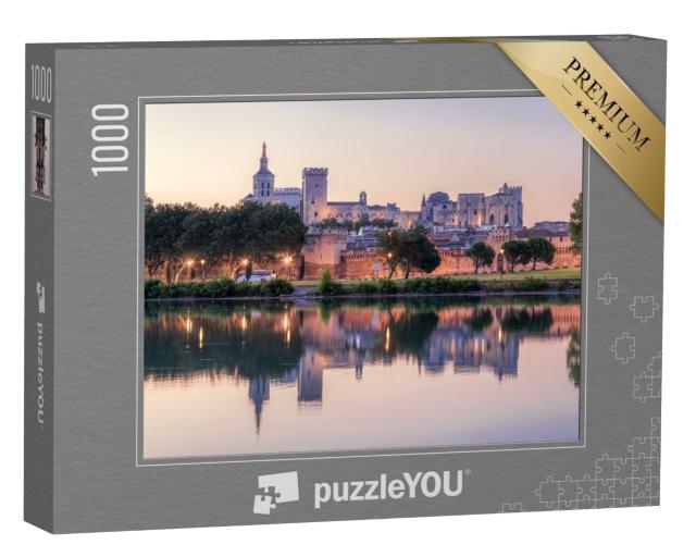 Puzzle de 1000 pièces « Avignon avec le Palais des Papes le soir en Provence, France »